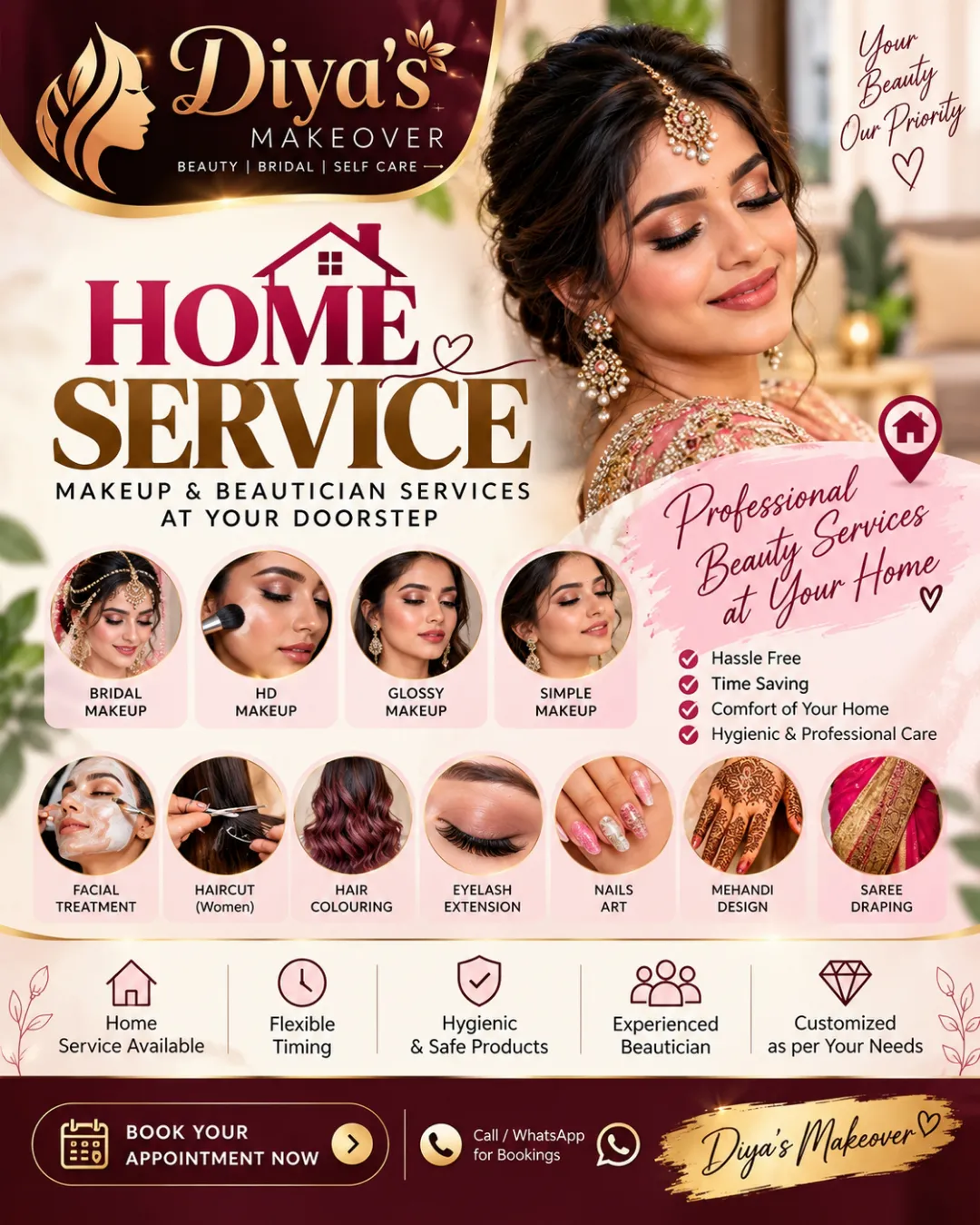 diya makeup artist & Beautician, Salons & Beauty Parlour in Komarapalayam